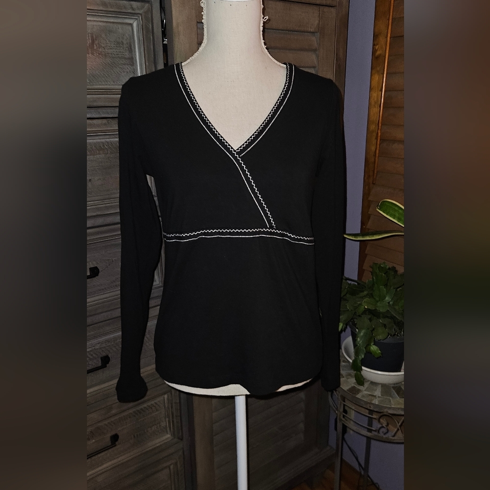 LOFT Elegant Black V-Neck Women's Top